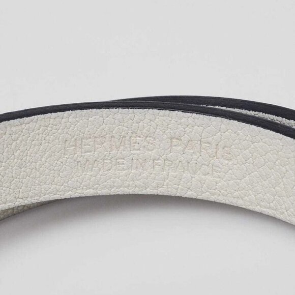 Hermes Bleu Brighton/White Swift Leather Palladium Plated Medor Infini Double... - Picture 6 of 10